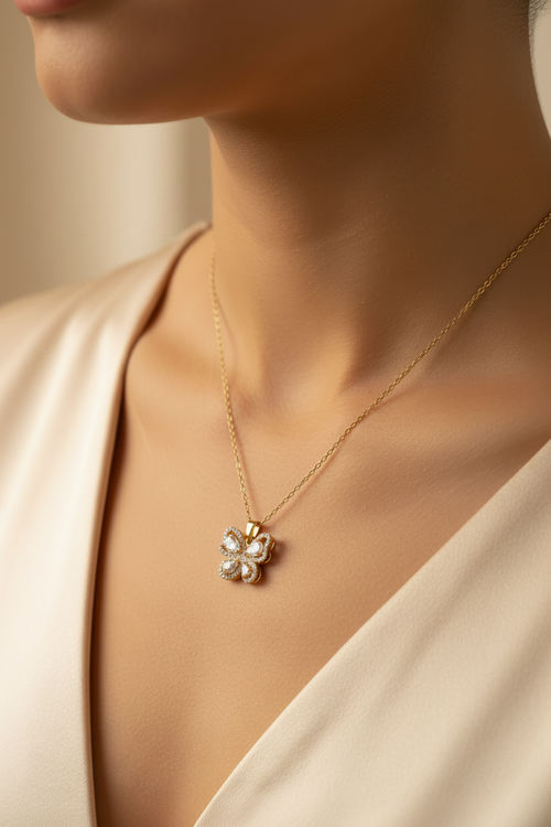 Butterfly necklace on different model