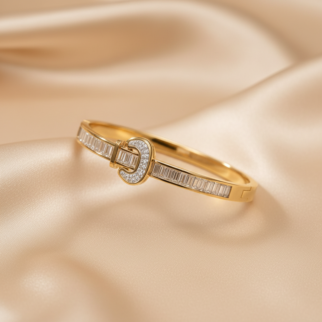 Crystal Buckle Bangle - Flat Lay Realistic