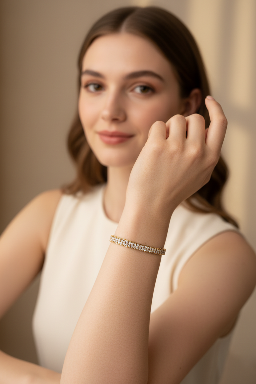 Diamond Tennis Bracelet on Girl