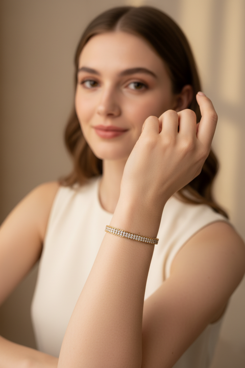 Diamond Tennis Bracelet on Girl