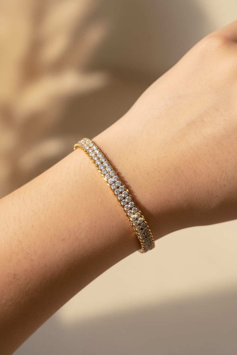 Diamond Tennis Bracelet on Wrist Subtle