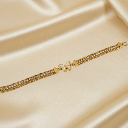 Gold Crystal Butterfly Bracelet - Flat Lay