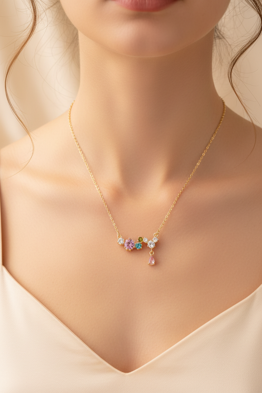 Multicolour Cluster Necklace - Neck Lifestyle