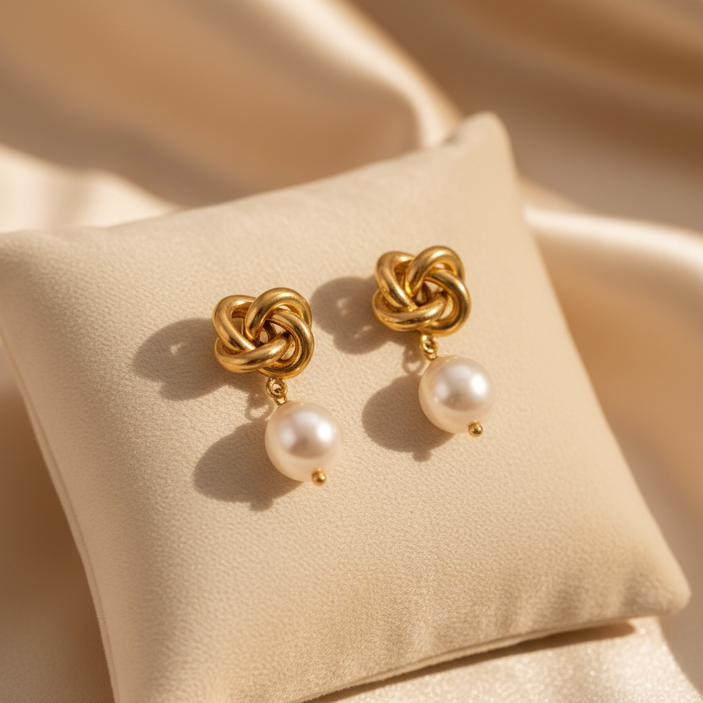 Pearl Knot Earrings - Display Shot