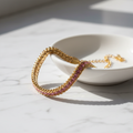 Pink Crystal Gold Bracelet - Realistic Flat Lay